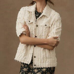 ANTHROPOLOGIE Pilcro I Fluffy Corduroy Trucker Jacket I Cream White I Size XS